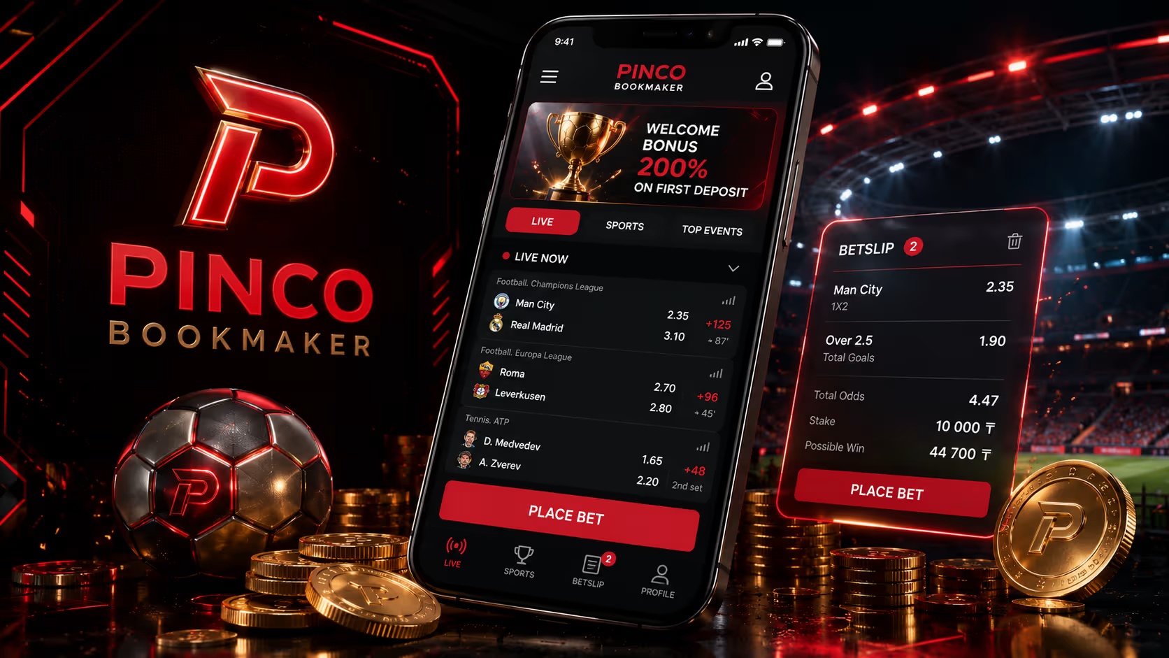 Pinco букмекер на смартфоне для Казахстана